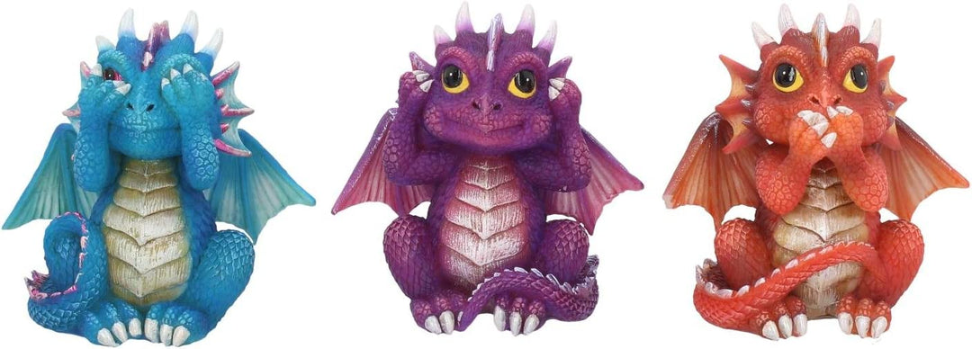 Nemesis Now B3756K8 Three Wise Dragonlings Figurine 8.5cm Red, Resin