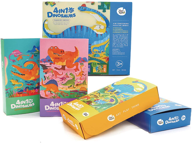 AB Gee abgee 922 JA90640 EA 4 in 1 Dinosaurs Puzzle-Luminous Red