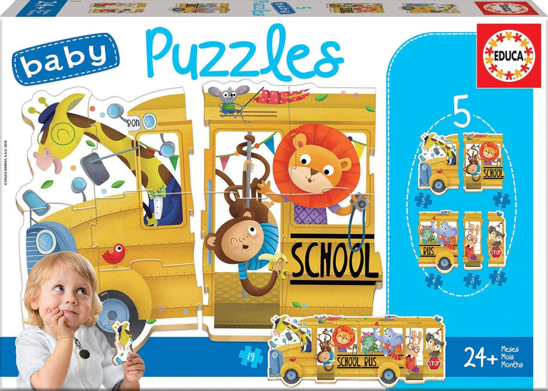Educa Progressifs Pour Bebes Mois Schoolbus 5 Progressive Puzzles for Babies + 24 Months Ref. 17575