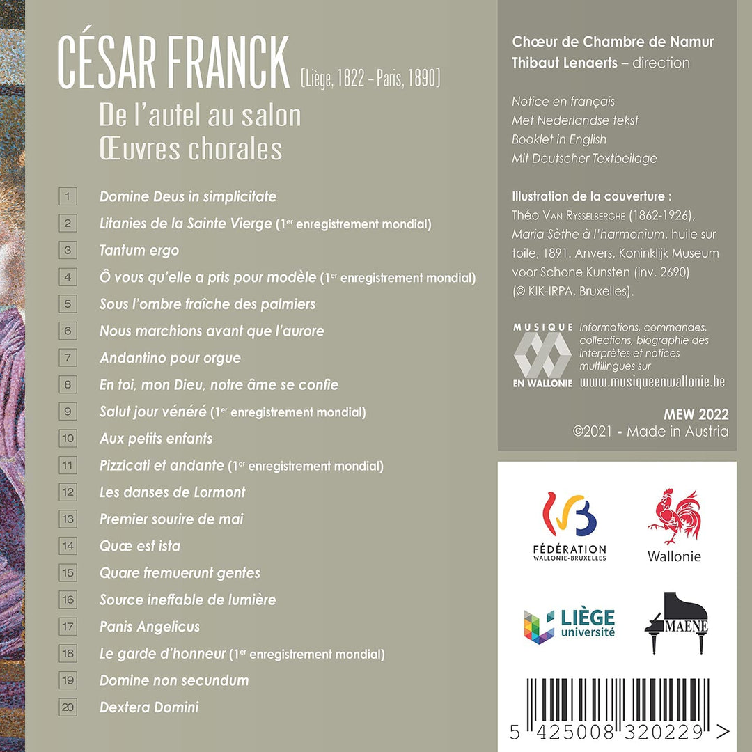 Chœur de Chambre de Namur - Franck: From the altar to the living room. Choral works [Audio CD]