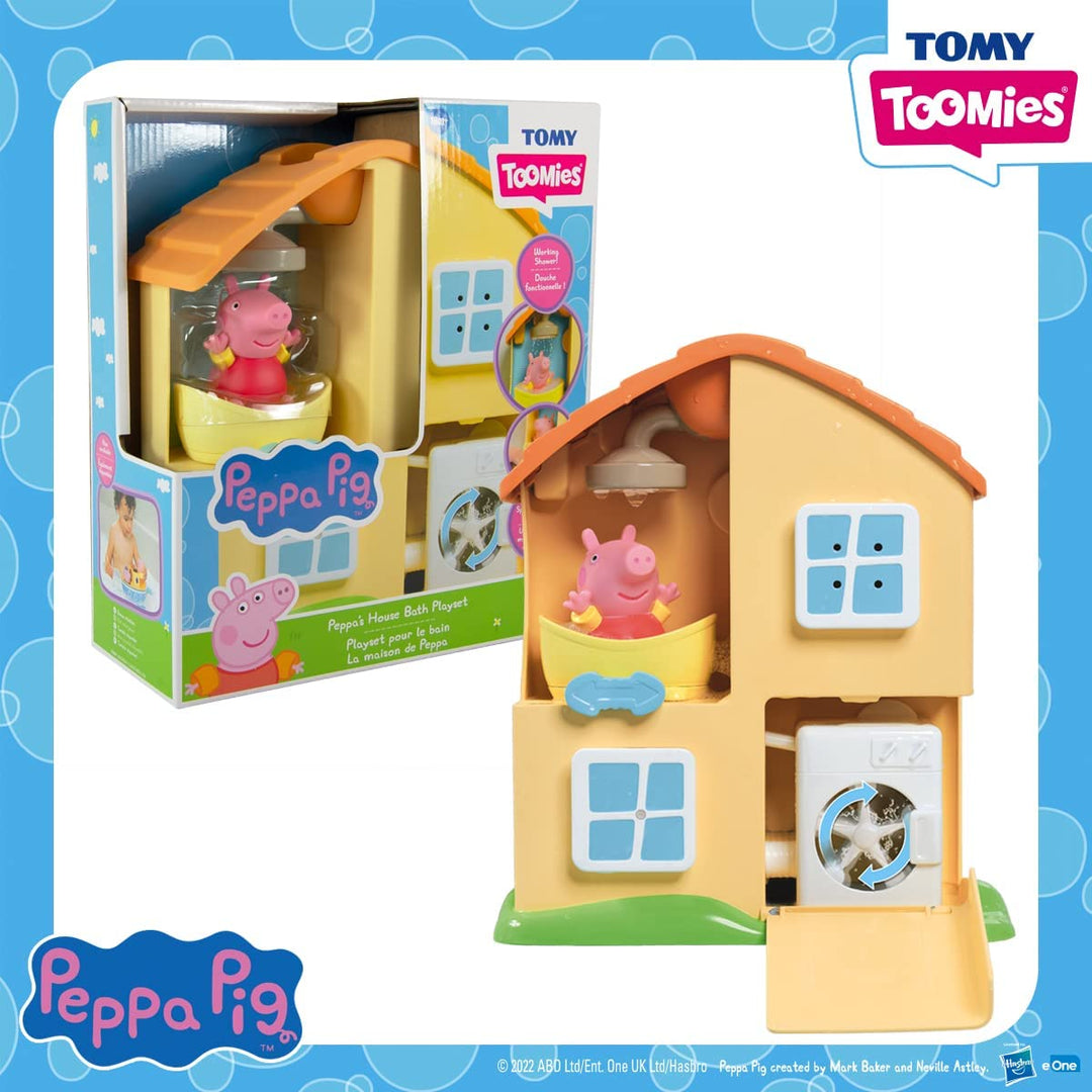 TOMY Toomies E73415 Peppa’s House Bath Playset Peppa Pig Toy Window Sprinklers &