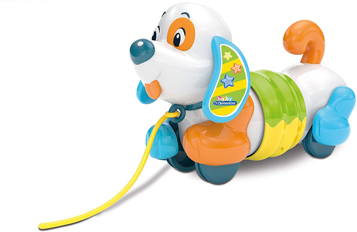 Baby Clementoni 17262 - Pull Along Dog for Baby Toddlers, Multi-Coloured, ages 10 months plus