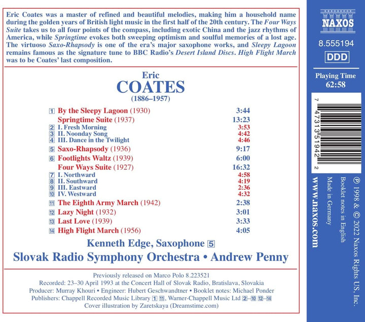 Coates: Springtime Suite [Slovak Radio Symphony Orchestra; Andrew Penny] [Naxos: [Audio CD]