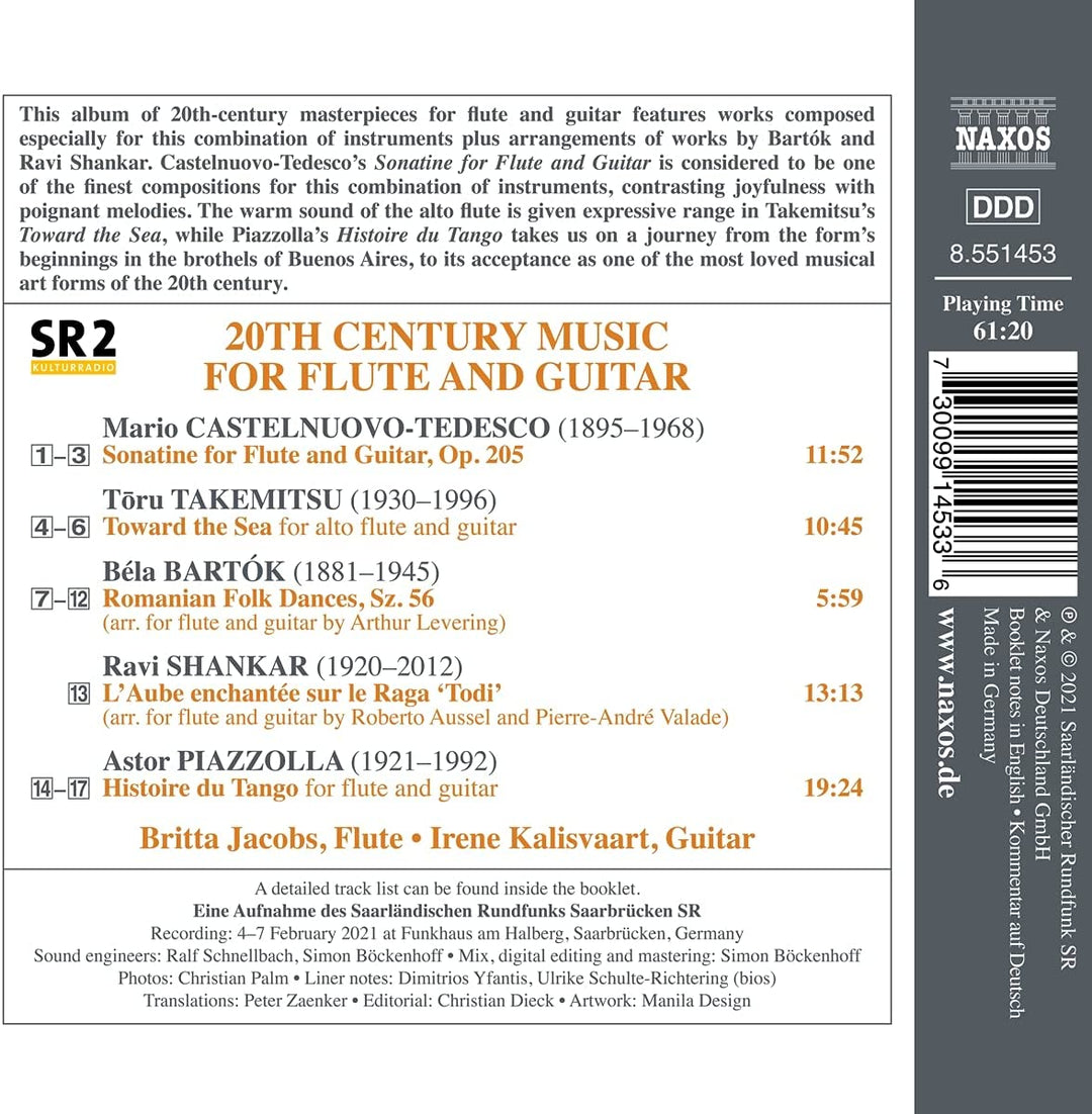 Britta Jacobs - Bartok: Flöten- und Gitarrenmusik [Britta Jacobs; Irene Kalisvaart] [Naxos: 8551453] [Audio CD]