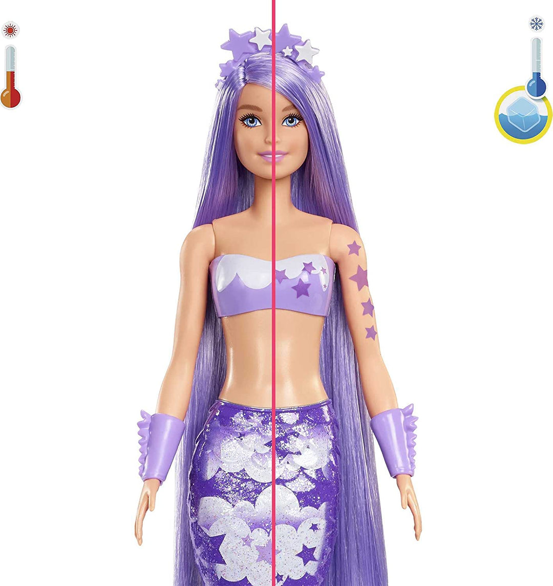 Barbie Colour Reveal Mermaid Doll - Metallic Blue with Rainbows - 7 Surprises -