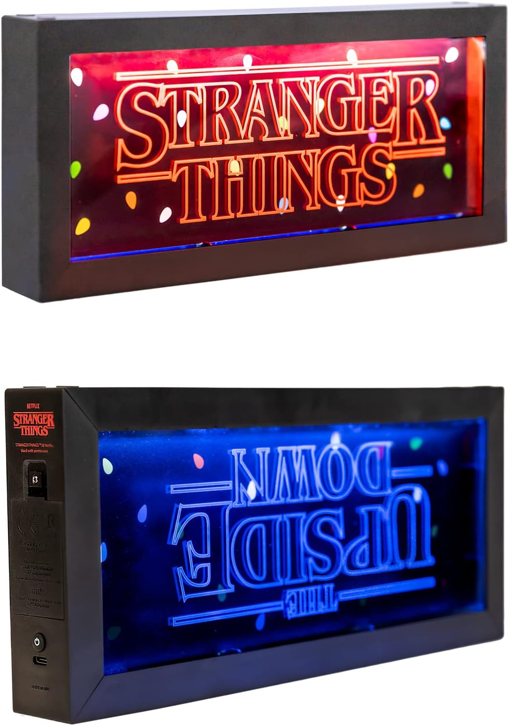 Official Stranger Things Lamp - 4 Lighting Modes - Multi Coloured Lights - Neon Light