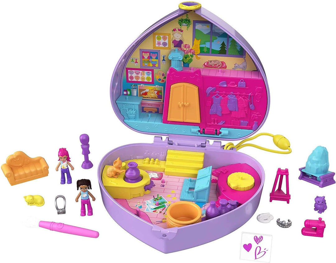 Polly Pocket Starring Shani Art Studio Compact, Micro Shani & Friend Dolls