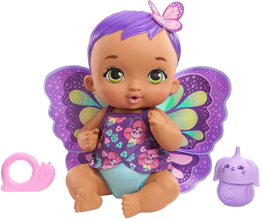 My Garden Baby GYP11 Feed and Change Baby Butterfly Doll (30-cm / 12-in), with Reusable Diaper, Removable Clothes & Wings, Great Gift for Kids Ages 3Y+, Multicolor