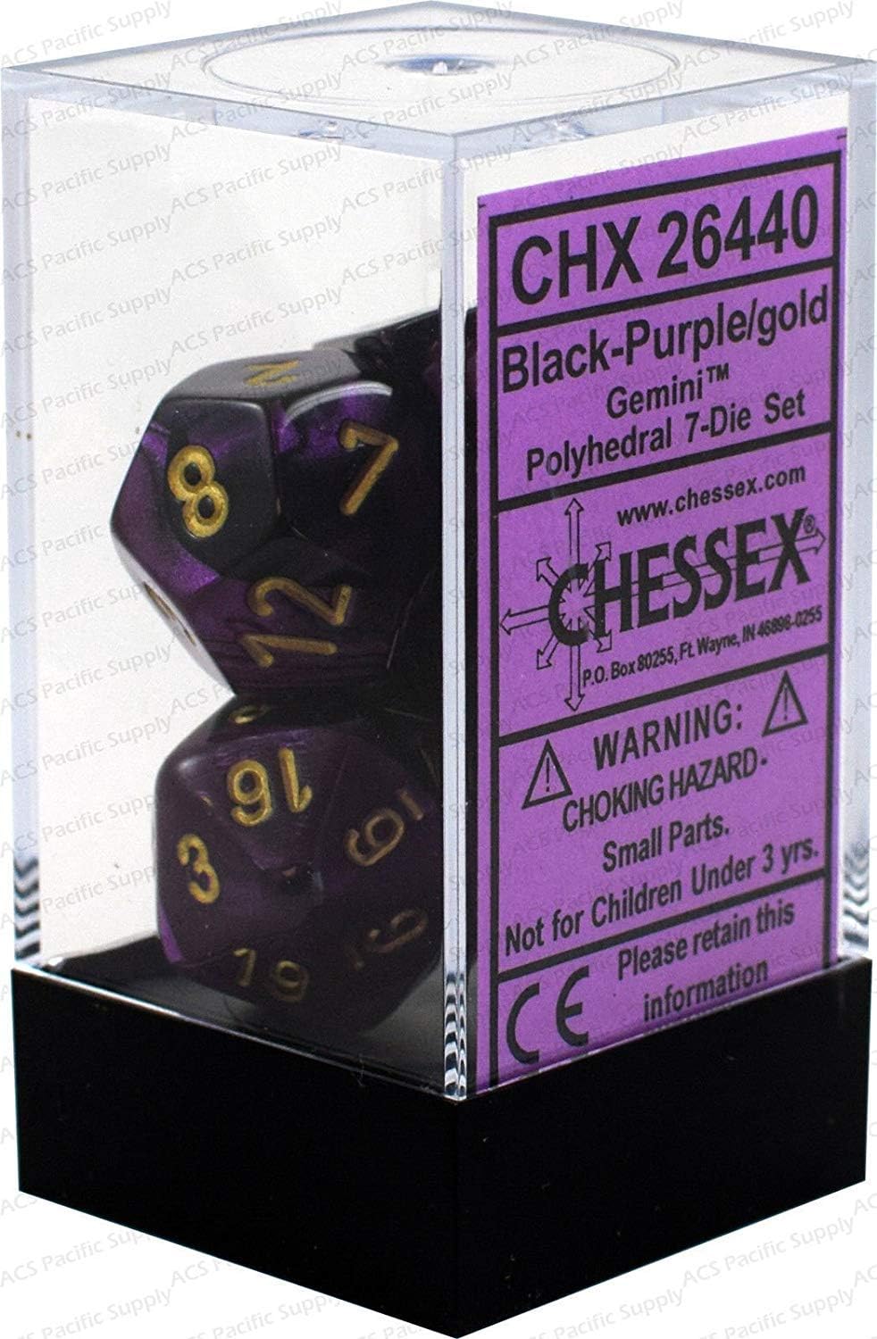 Chessex 26440CHX Die Set, Black/Purple/Gold, One Size