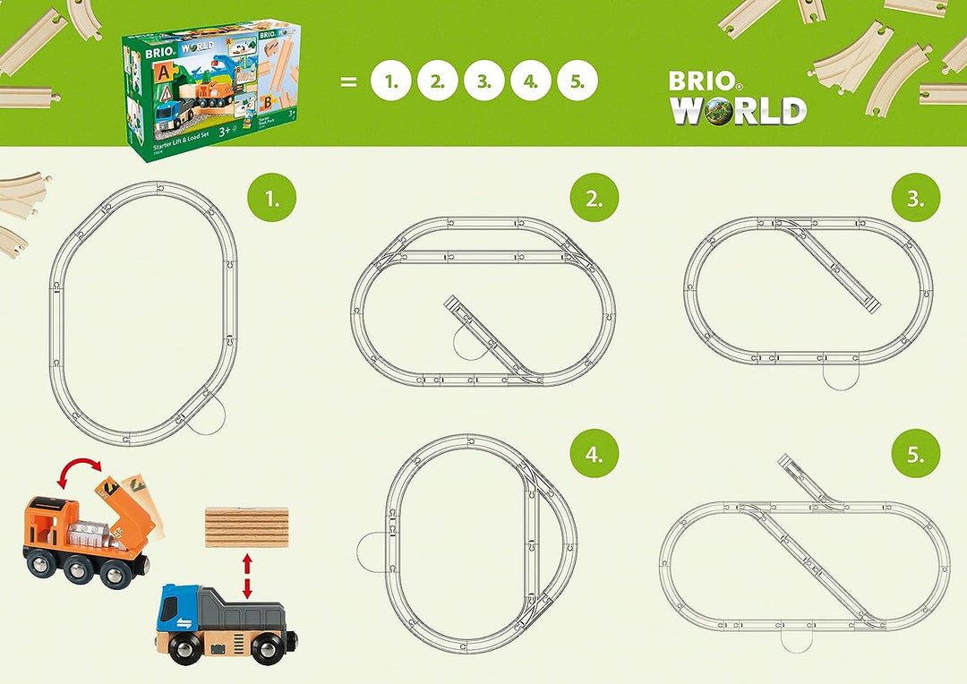 BRIO World Starter Lift & Load Train Set A for Kids Age 3 Years Up - Compatible with all BRIO Railway Sets & Accessories