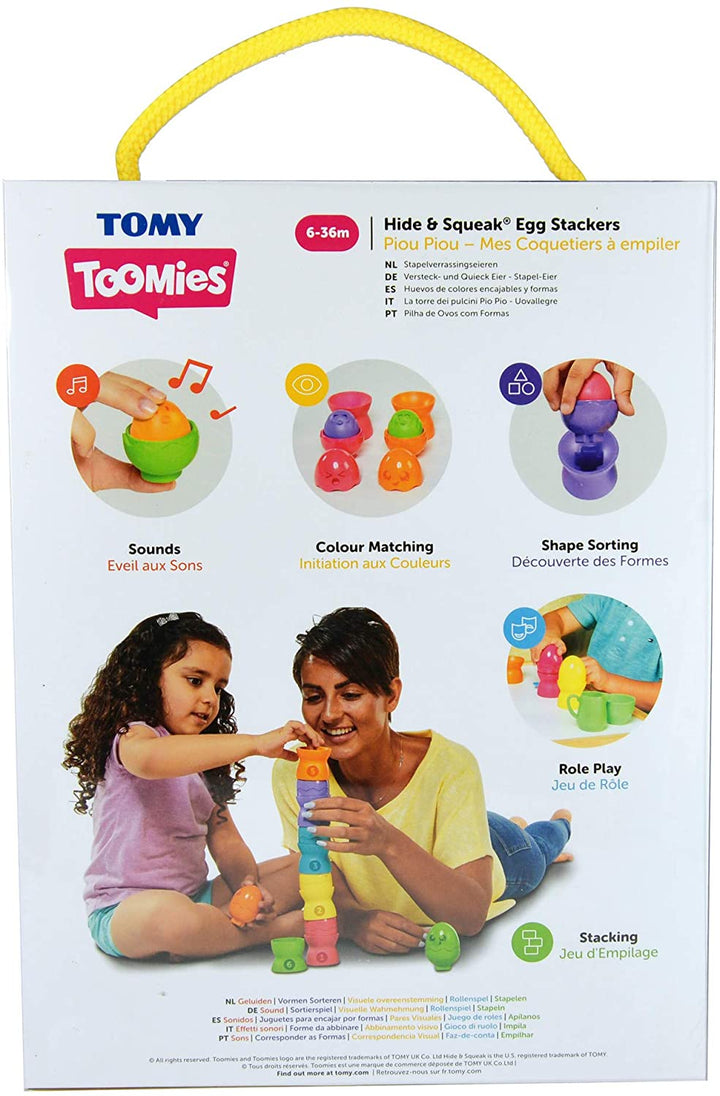 TOMY Toomies Hide and Squeak Big Egg Stacker Baby Toy, Educational Shape Sorter