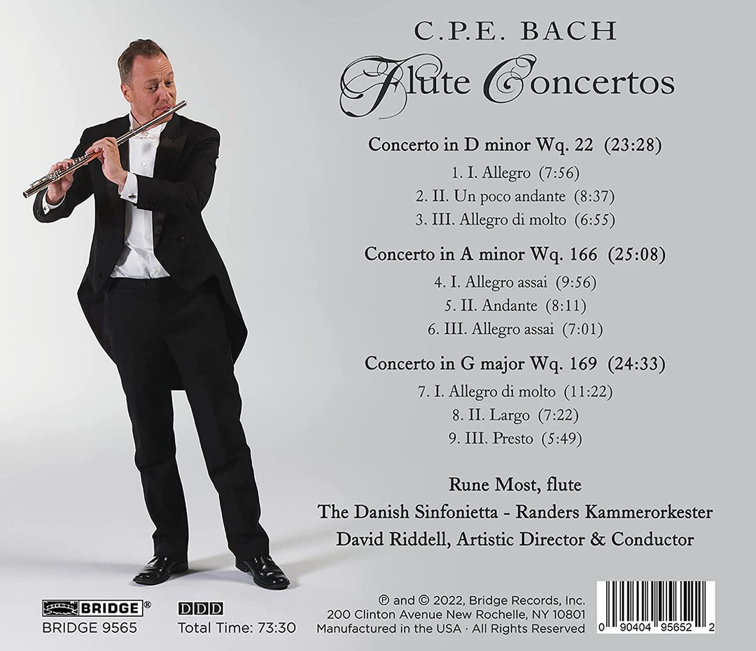 Rune Most - CPE Bach: Flute Concertos [Rune Most; The Danish Sinfonietta; David Riddell] [Bridge Records: BRIDGE 9565] [Audio CD]