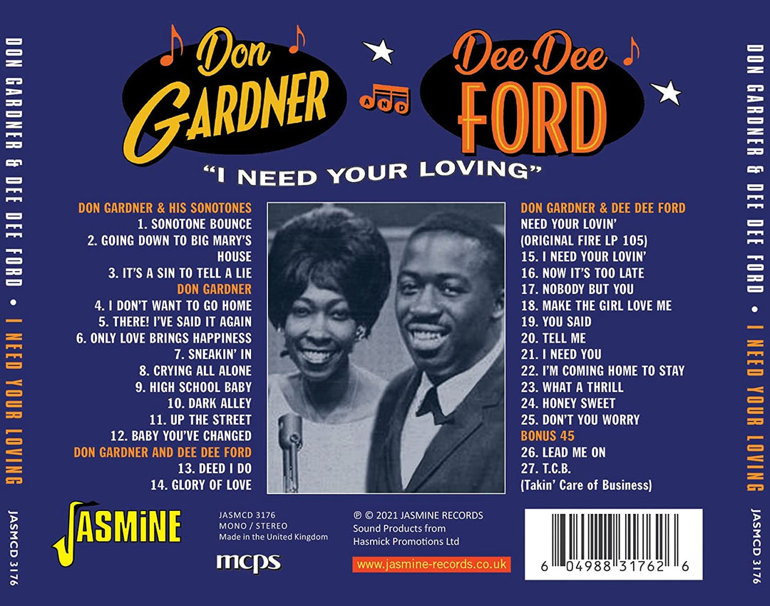 Don Gardner & Dee Dee Fo - I Need Your Loving 1954-1962 [Audio CD]
