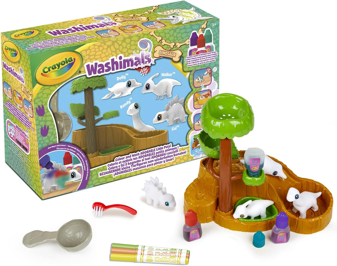 CRAYOLA Washimals Pets - Dinosaur Waterfall Playset | Includes Washable Marker Pens & Inks