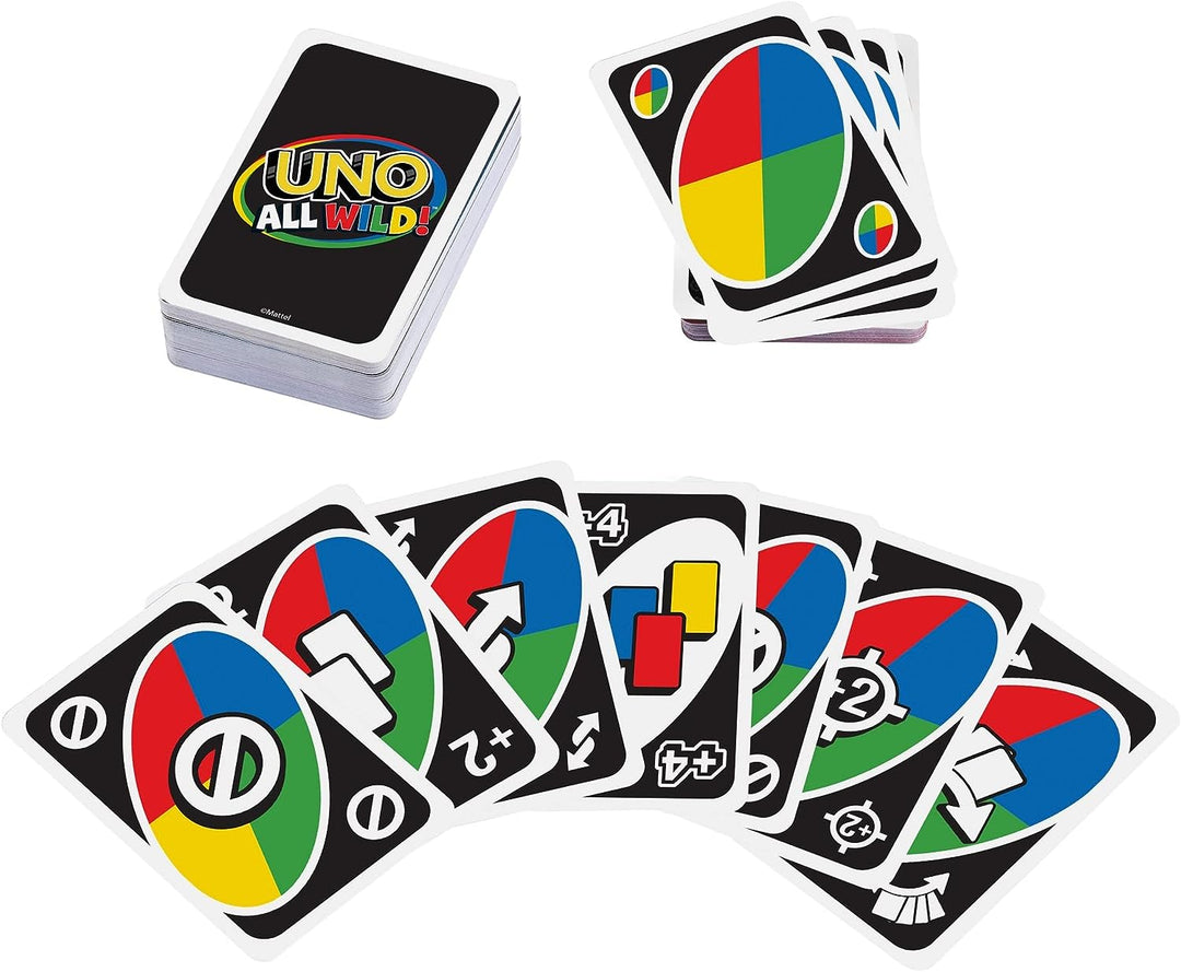 UNO All Wild Card-Spiel mit 112 Karten, Geschenk für Spieleabende für Kinder, Familien und Erwachsene f