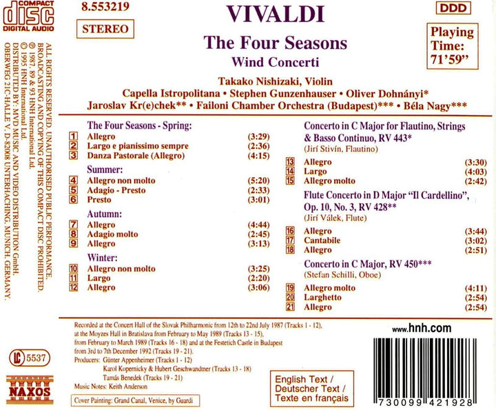 Vivaldi: The Four Seasons / Wind Concerti [Audio CD]