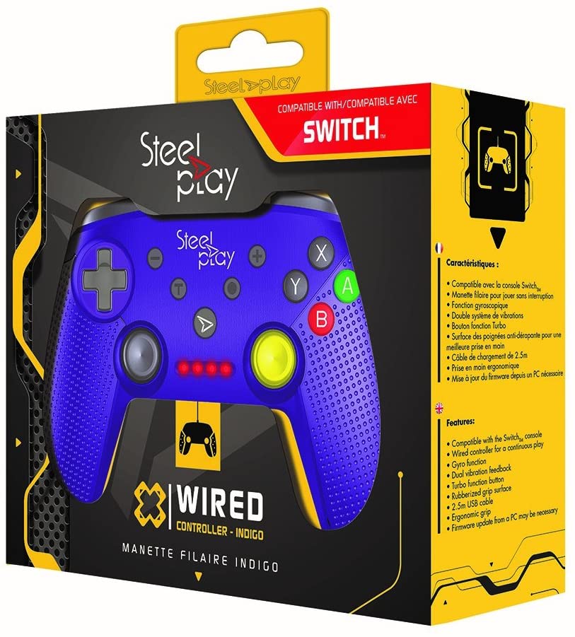 Manette Steelplay Filaire Indigo Pour Switch