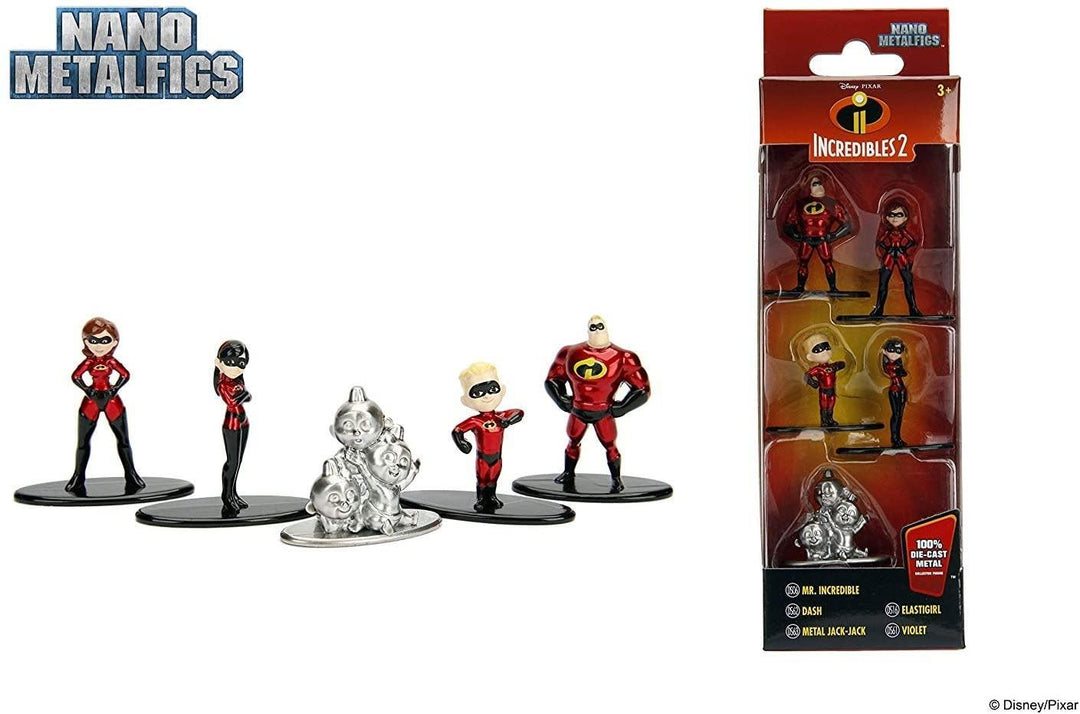 Disney Pixar Incredibles 2 Jada Nano Metalfigs Diecast Mini Figures of 5-Pack 4 cm - Yachew