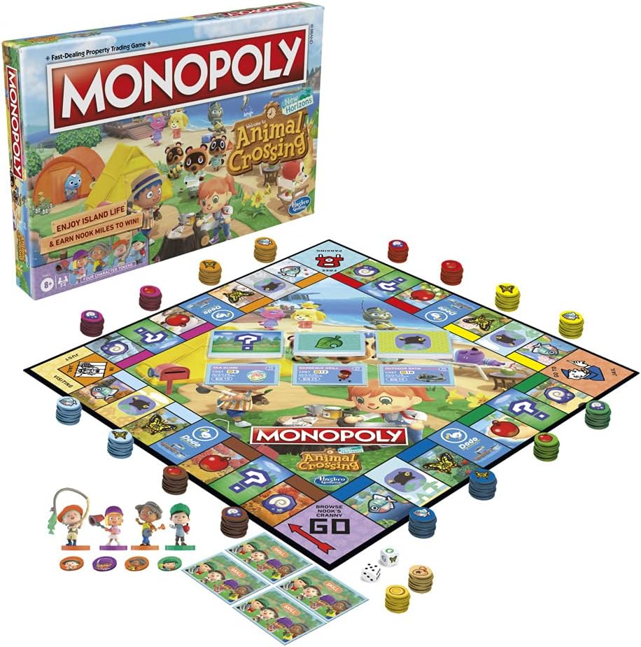 Monopoly Animal Crossing New Horizons Edition Brettspiel für Kinder ab 8 Jahren, unterhaltsames Spiel für 2–4 Spieler