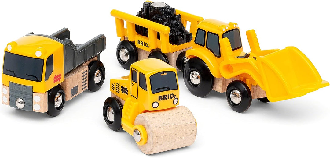 BRIO World Construction Vehicles Zugset für Kinder ab 3 Jahren – kompatibel