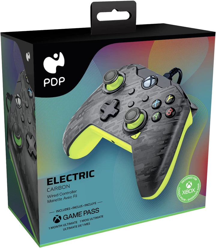 PDP Wired Controller Electric Carbon for Xbox Series X|S, Gamepad, Wired Video G