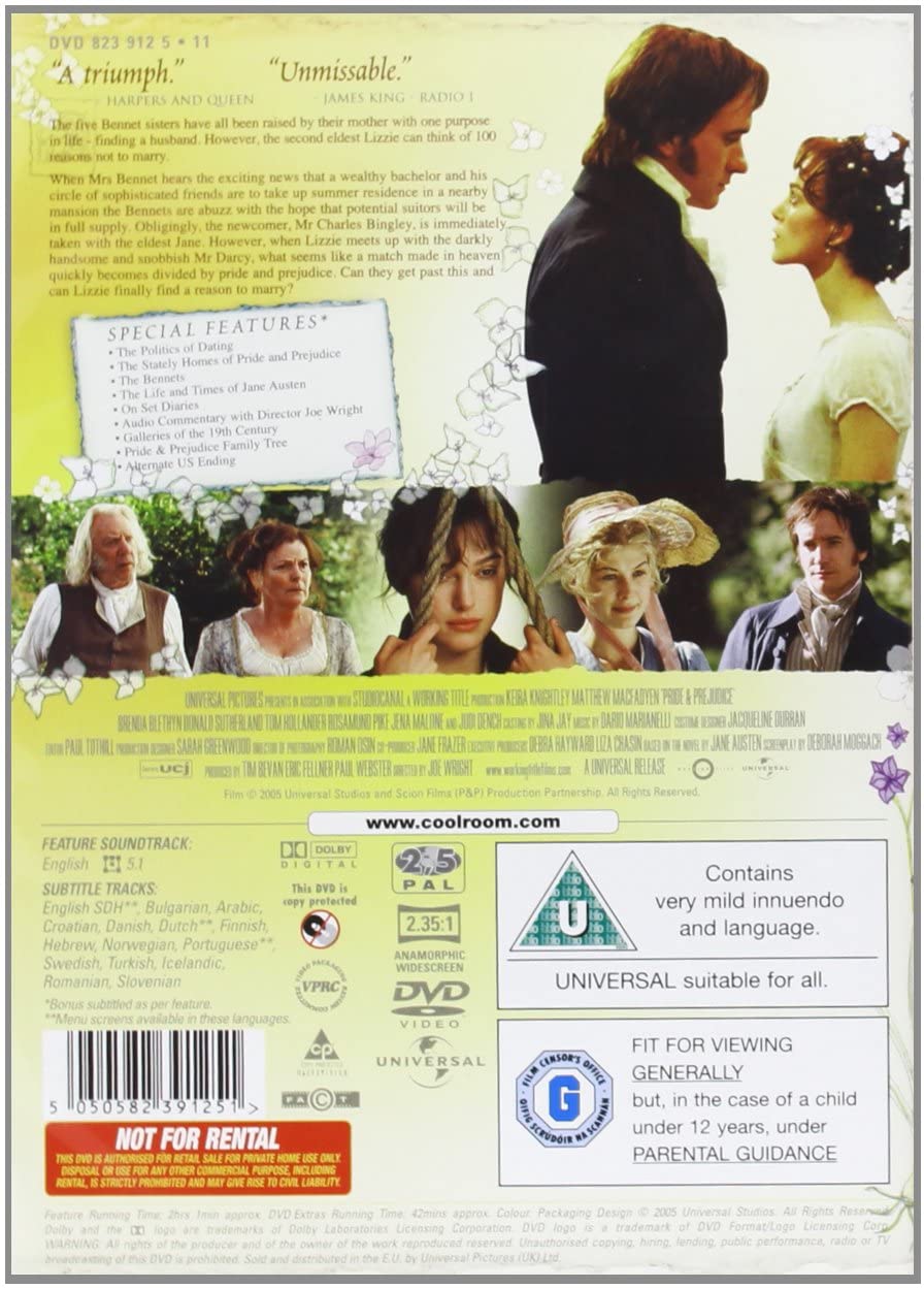 Pride & Prejudice - 2005 - Romance/Drama [DVD]