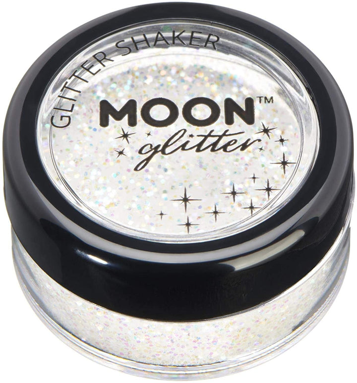 Iridescent Glitter Shakers by Moon Glitter - White - Cosmetic Festival Makeup Glitter for Face, Body, Nails, Hair, Lips - 5g