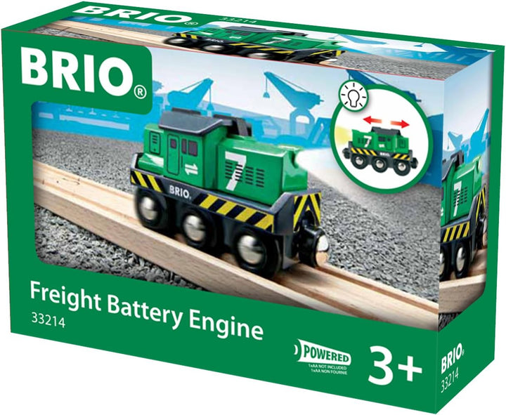 BRIO 33214 Güterzug mit Lokomotive – batteriebetriebener Zug für Kinder ab 3 Jahren – kompatibel mit allen BRIO-Eisenbahnsets und Zubehör, mehrfarbig