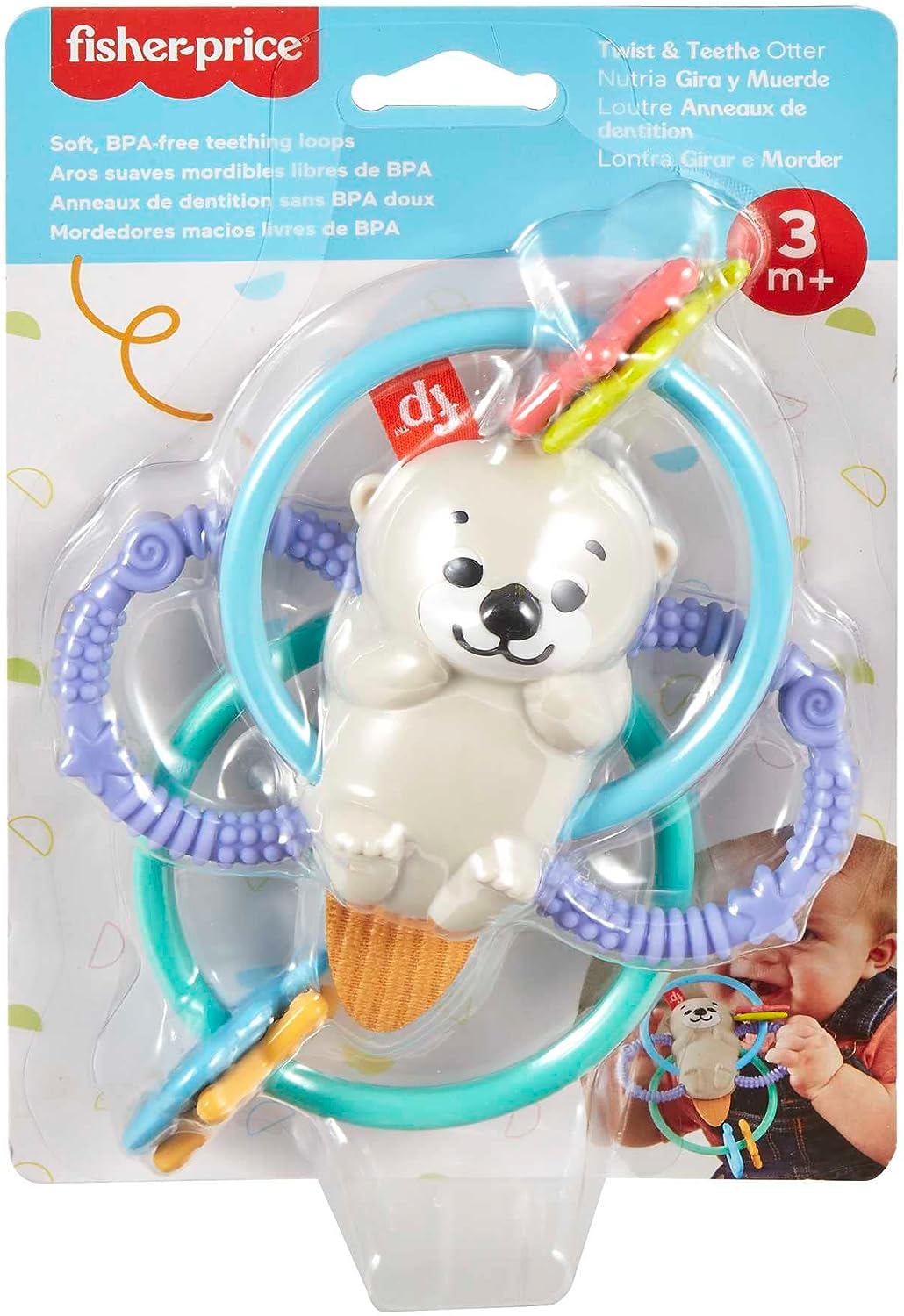 ?Fisher-Price Baby Rattle and BPA-Free Teething Toy with Flexible Rings
