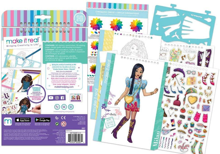 Make It Real 2903205, carnet de croquis, style urbain, livre de design de mode pour enfants, multicolore