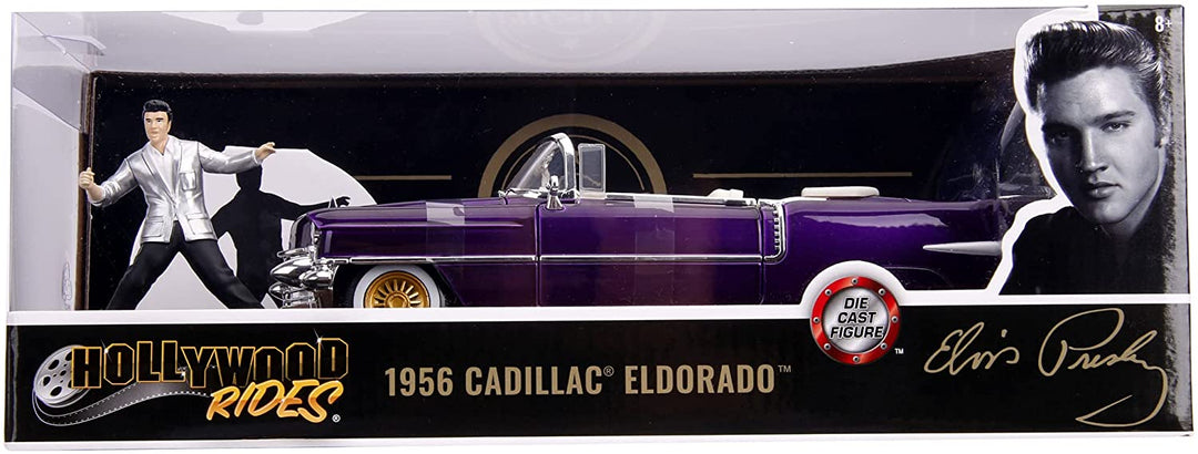 Jada Toys 253255011 1956 Presley Cadillac Eldorado Die-cast Toy Car, Doors, Trunk & Bonnet Open, Includes Elvis Figure, 1:24 Scale Purple