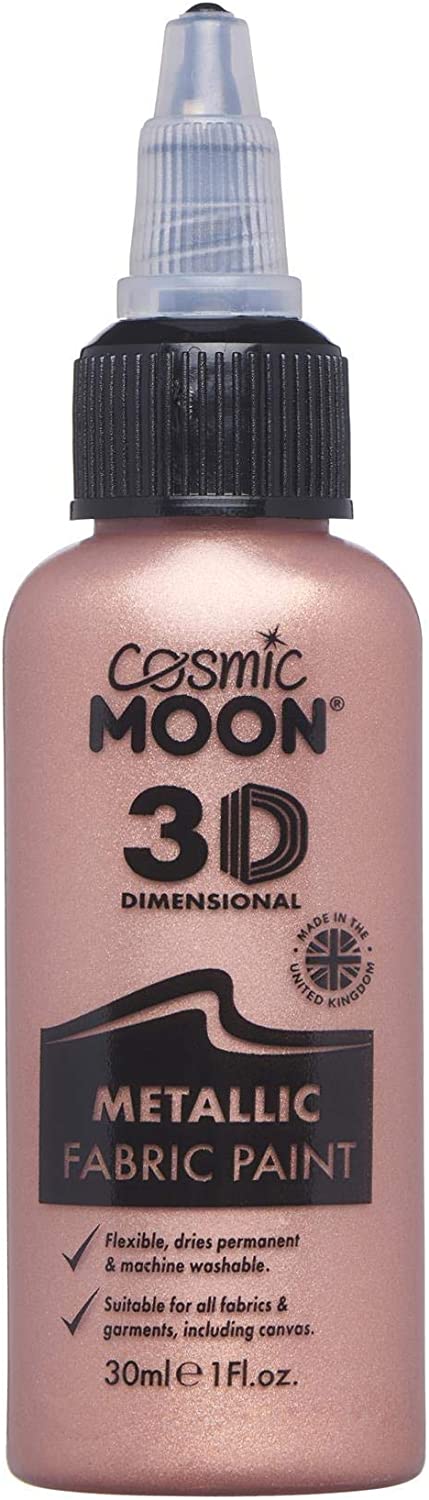 Cosmic Moon - Metallic 3D Fabric Paint - 30ml - Rose Gold - Textile paint for clothes, t-shirts, bags, shoes & canvas