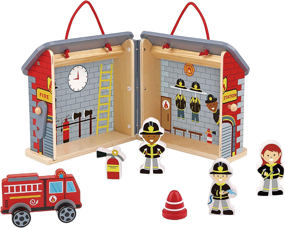 Tooky Toy TK489 Wooden Foldable Fire Station