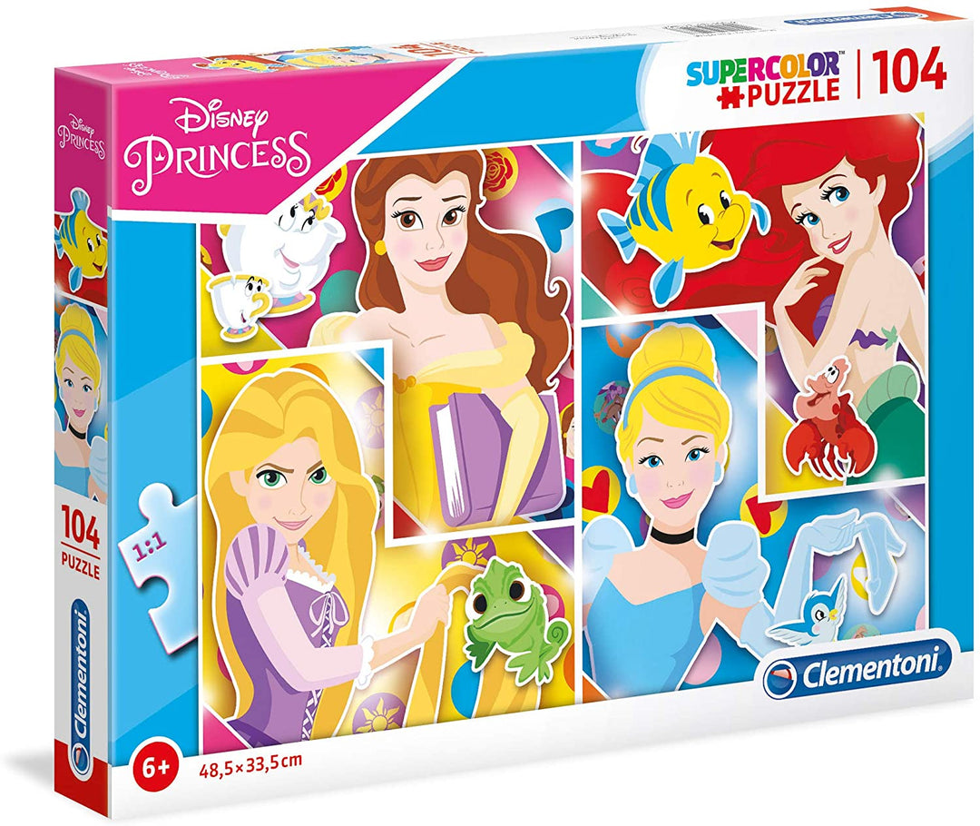 Clementoni - 27146 - Supercolor Puzzle - Disney Princess - 104 pieces - Made in Italy