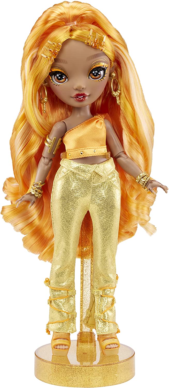 Rainbow High 578284EUC Meena Fleur-Saffron Gold Fashion Doll Includes 2 Mix & Match Designer Outfits