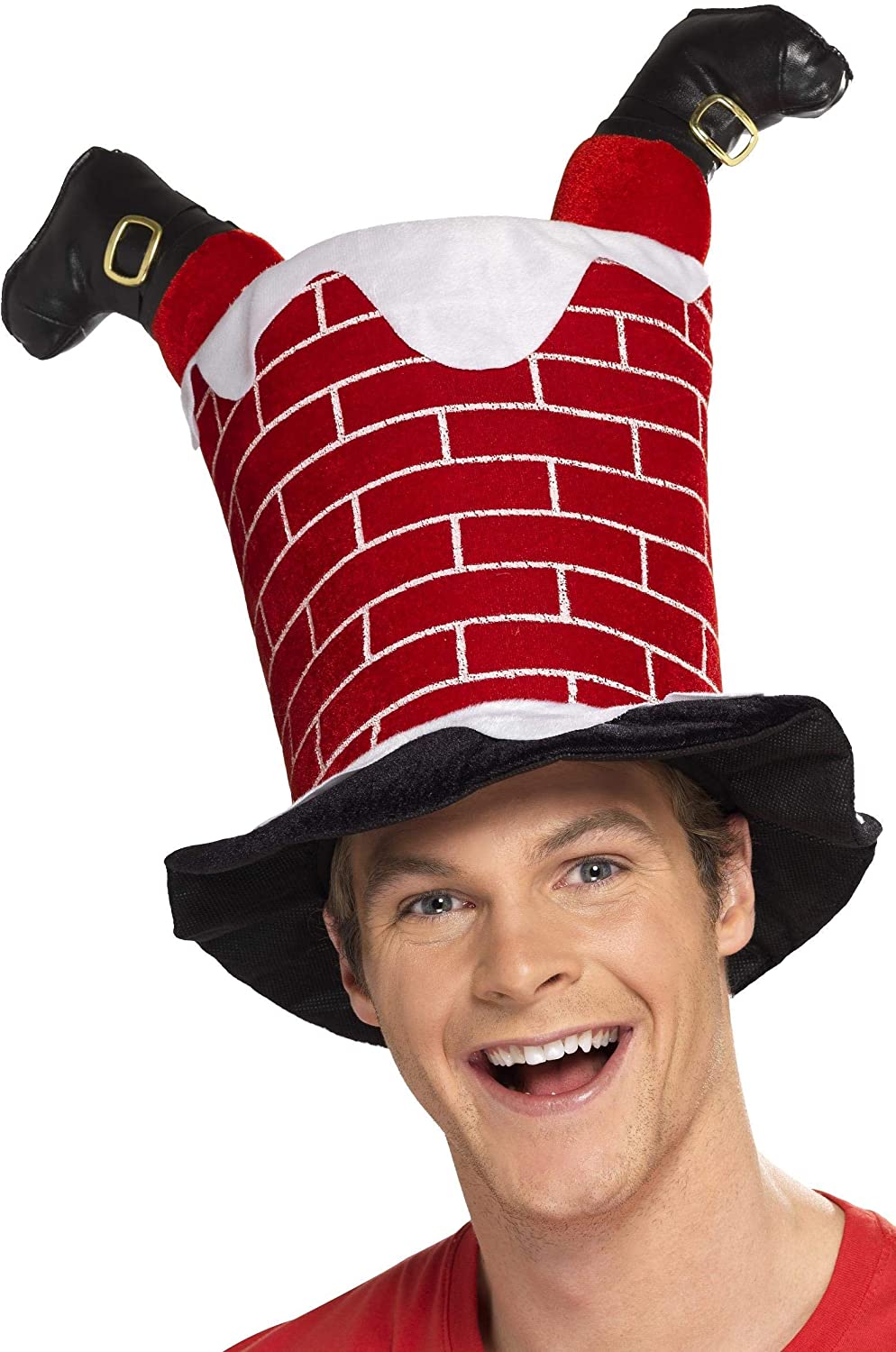 Smiffys Santa Stuck in Chimney Hat, Red, One Size