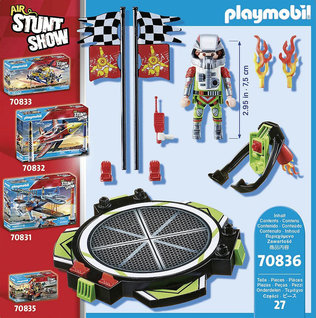PLAYMOBIL Air Stunt Show 70836 Stuntman with Jet Pack, Includes Launch Platform,