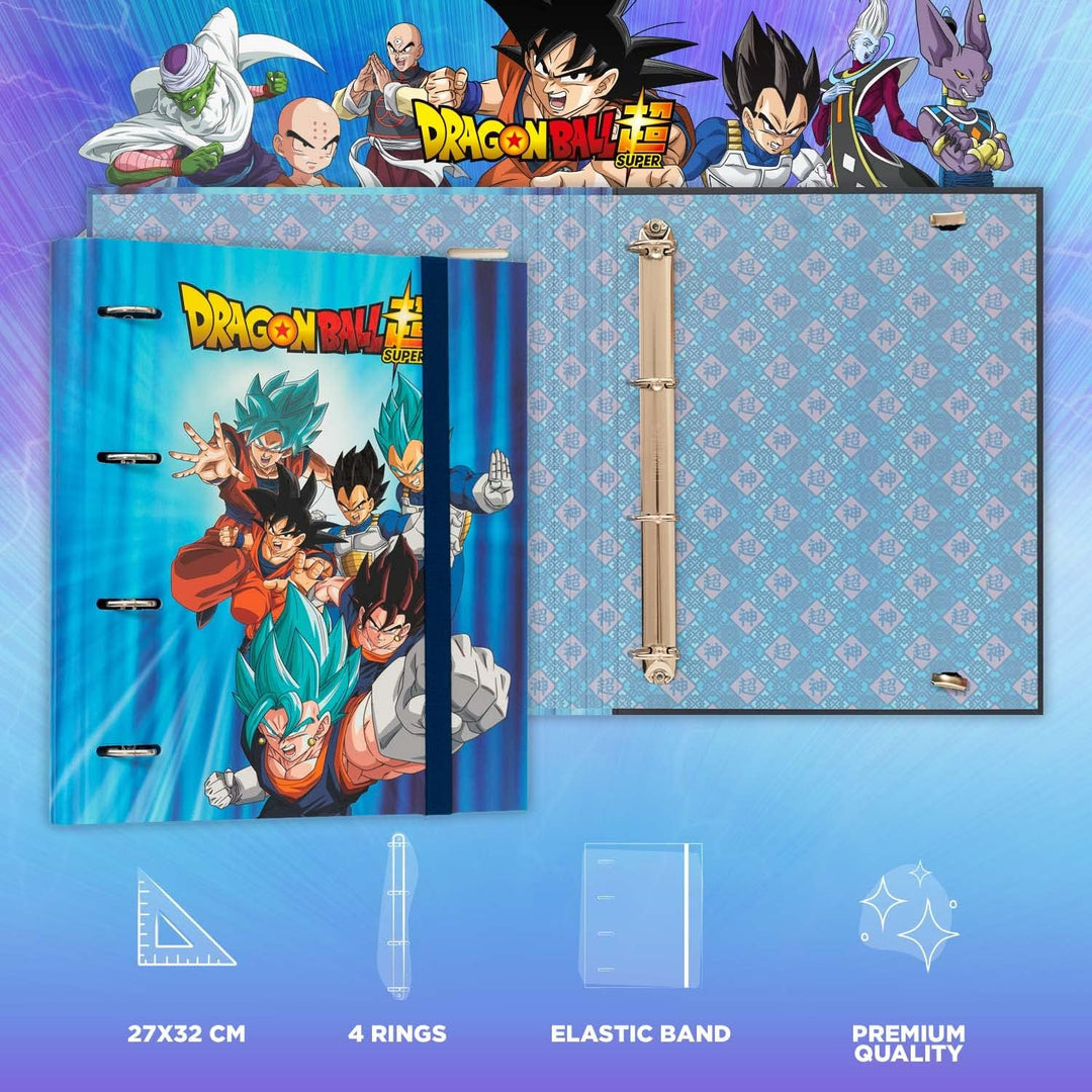 Grupo Erik Dragon Ball 4 Ring Binder - Premium A4 Folders Ring Binder - 10.6 x 12.6 Inch / 27 x 32 cm