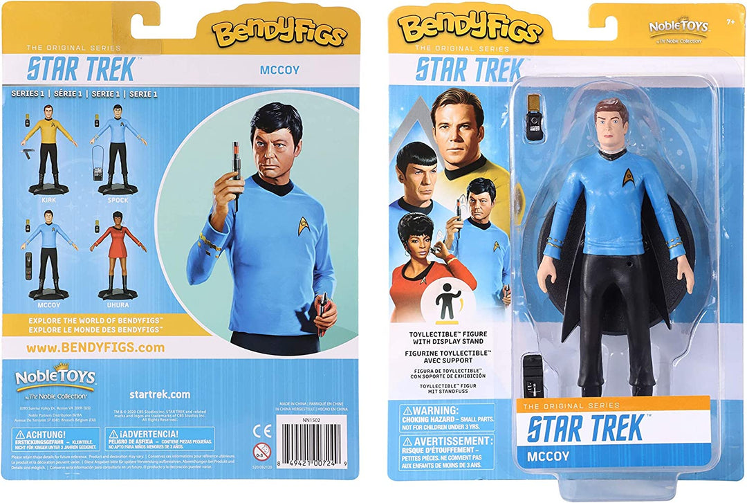 The Noble Collection Star Trek Bendyfigs Dr. McCoy - 7.5in (19cm) Noble Toys Bendable Figure Posable Collectible Doll Figures With Stand