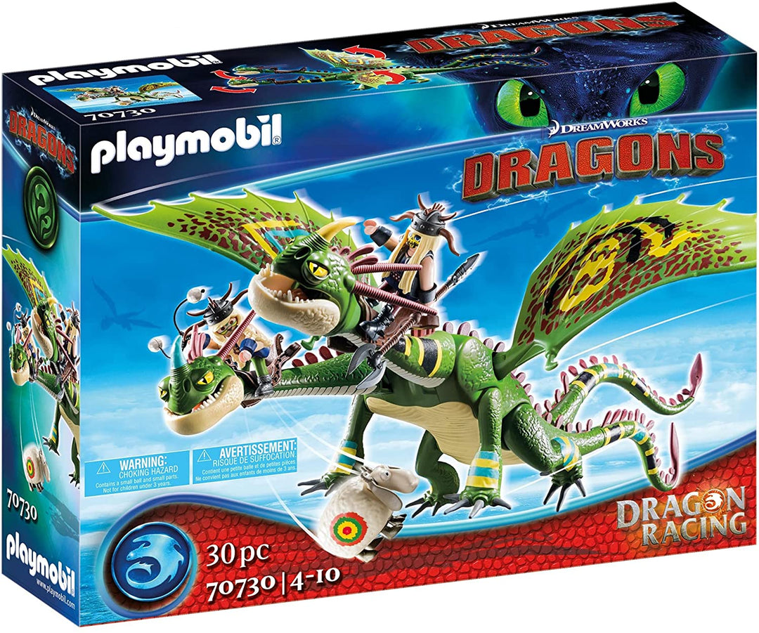 PLAYMOBIL DreamWorks Dragons 70730 Dragon Racing: Ruffnut and Tuffnut with Barf and Belch, for Children Ages 4+