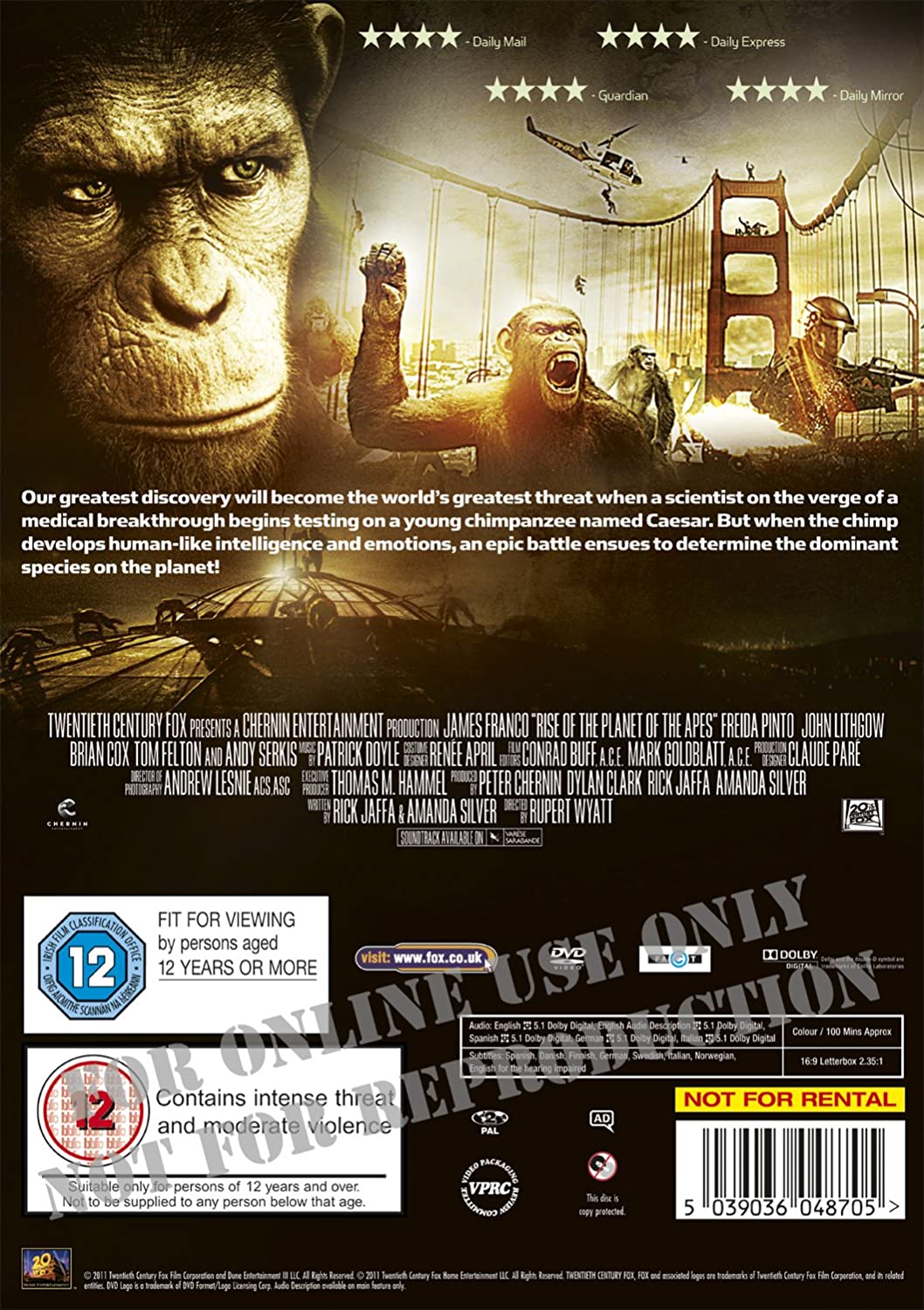 Rise of the Planet of the Apes - Sci-fi/Action [DVD]
