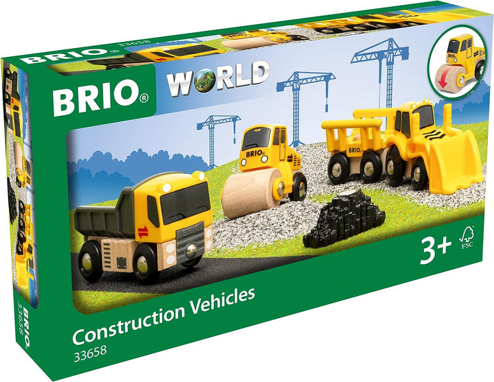 BRIO World Construction Vehicles Zugset für Kinder ab 3 Jahren – kompatibel