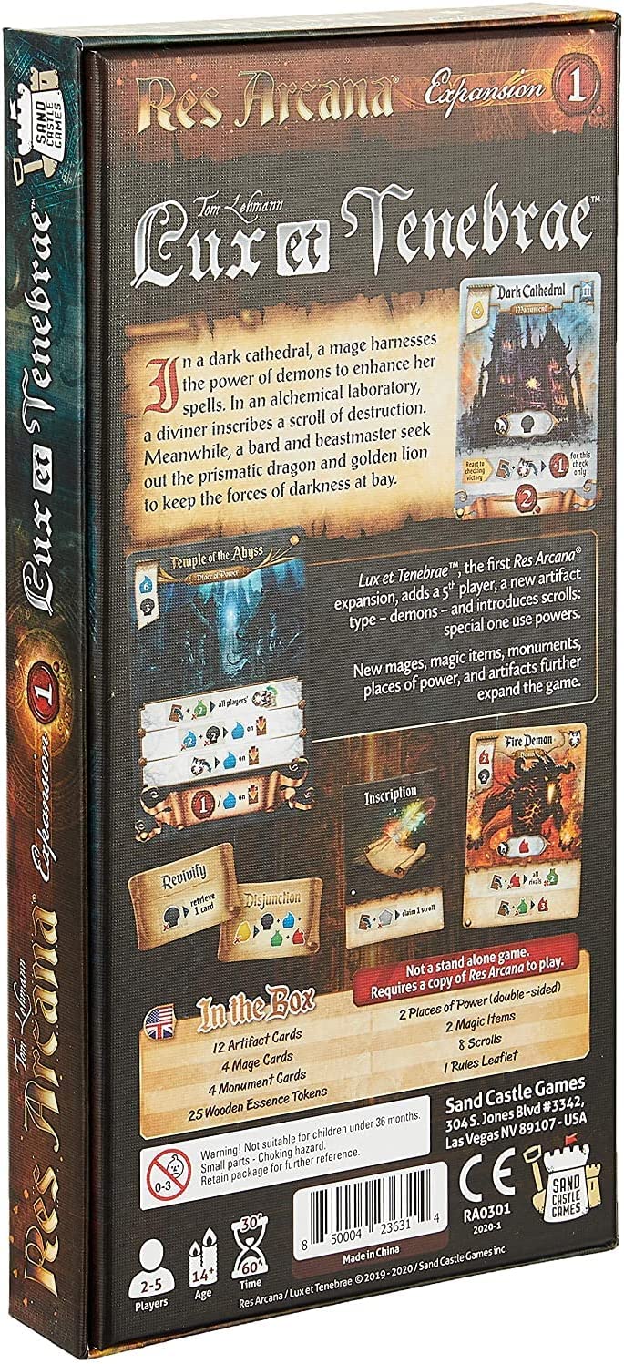 Sand Castle Games | Lux & Tenebrae: Res Arcana Exp | Board Game | Ages 12+