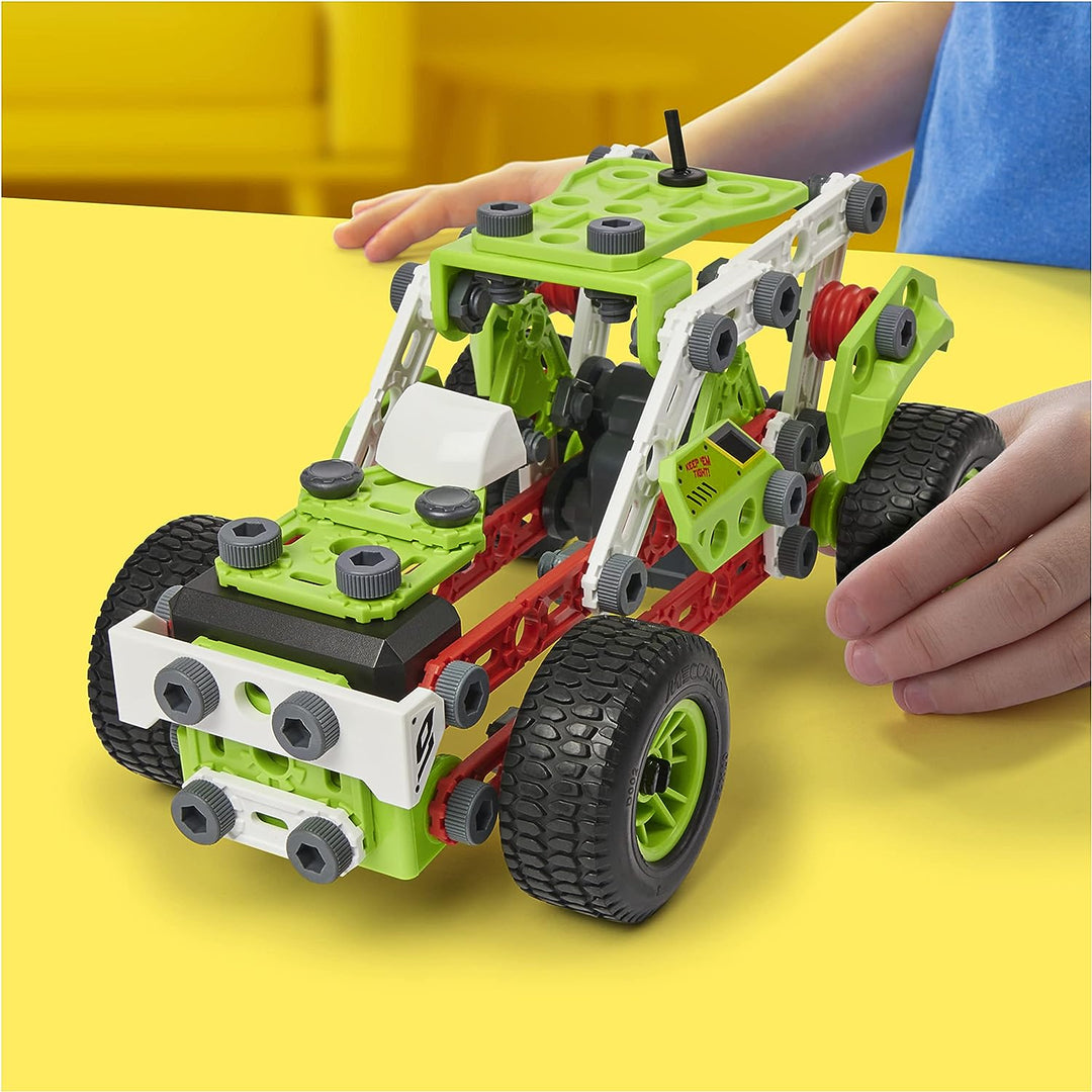 Meccano Junior, 3-in-1-Deluxe-Pull-Back-Buggy-STEAM-Modellbausatz für Kinder