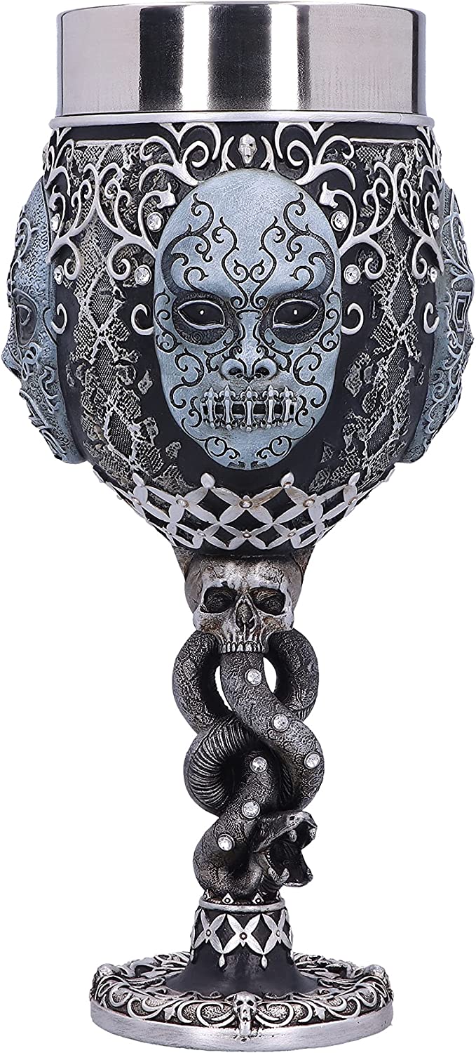 Nemesis Now Harry Potter Death Eater Mask Voldemort Collectible Goblet, Black Silver, 19.5cm