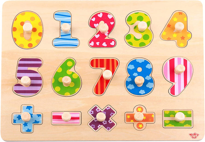Tooky Toy 921 TY851 EA Wooden Number Puzzle 16pce (EXP), Red