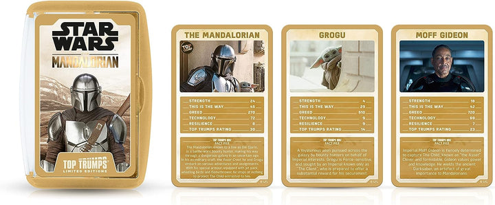 Top Trumps Star Wars The Mandalorian Limited Editions Card Game, play with Greef Karga, Moff Gideon, Boba Fett, Koska Reeves, and Grogu himself, gift and toy for boys and girls