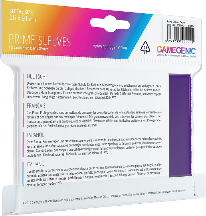 Gamegenic GGS11021ML Prime Sleeves (100-Pack), Purple