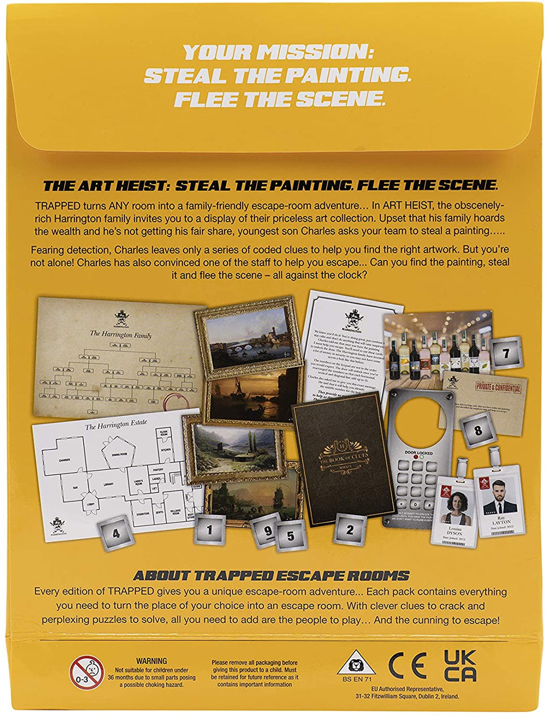 Trapped Escape Room Games AH001 Art Heist, ideales Familienspiel für den Lockdown / Verwandeln Sie Ihr Zuhause in einen Escape Room, kein Warten auf den Zug, Escape Room in a Box Kit, bis zu 6 Spieler, ab 8 Jahren