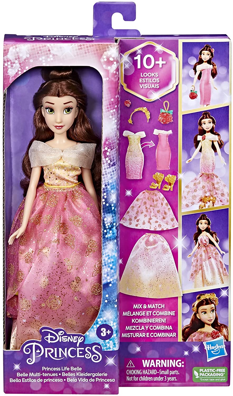 Hasbro Disney Princess F4625 Disney Princess Life Belle Doll Model 10 Outfit Com